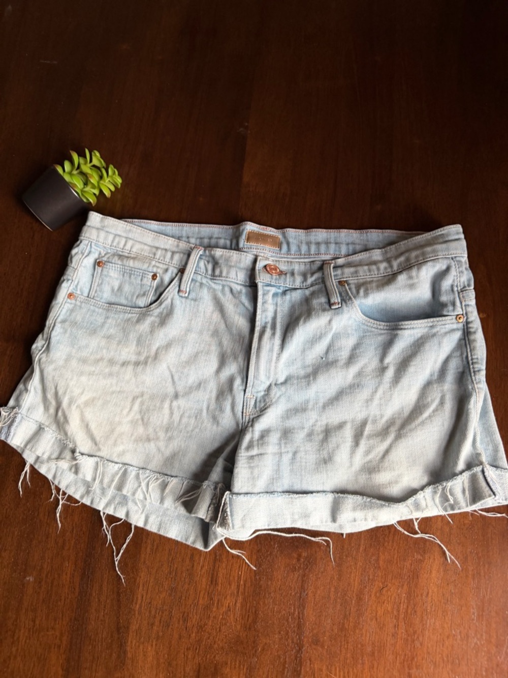 Mother Jeans Shorts SNS Fray Cuff Mid Rise Raw Hem Hummingbird size 31